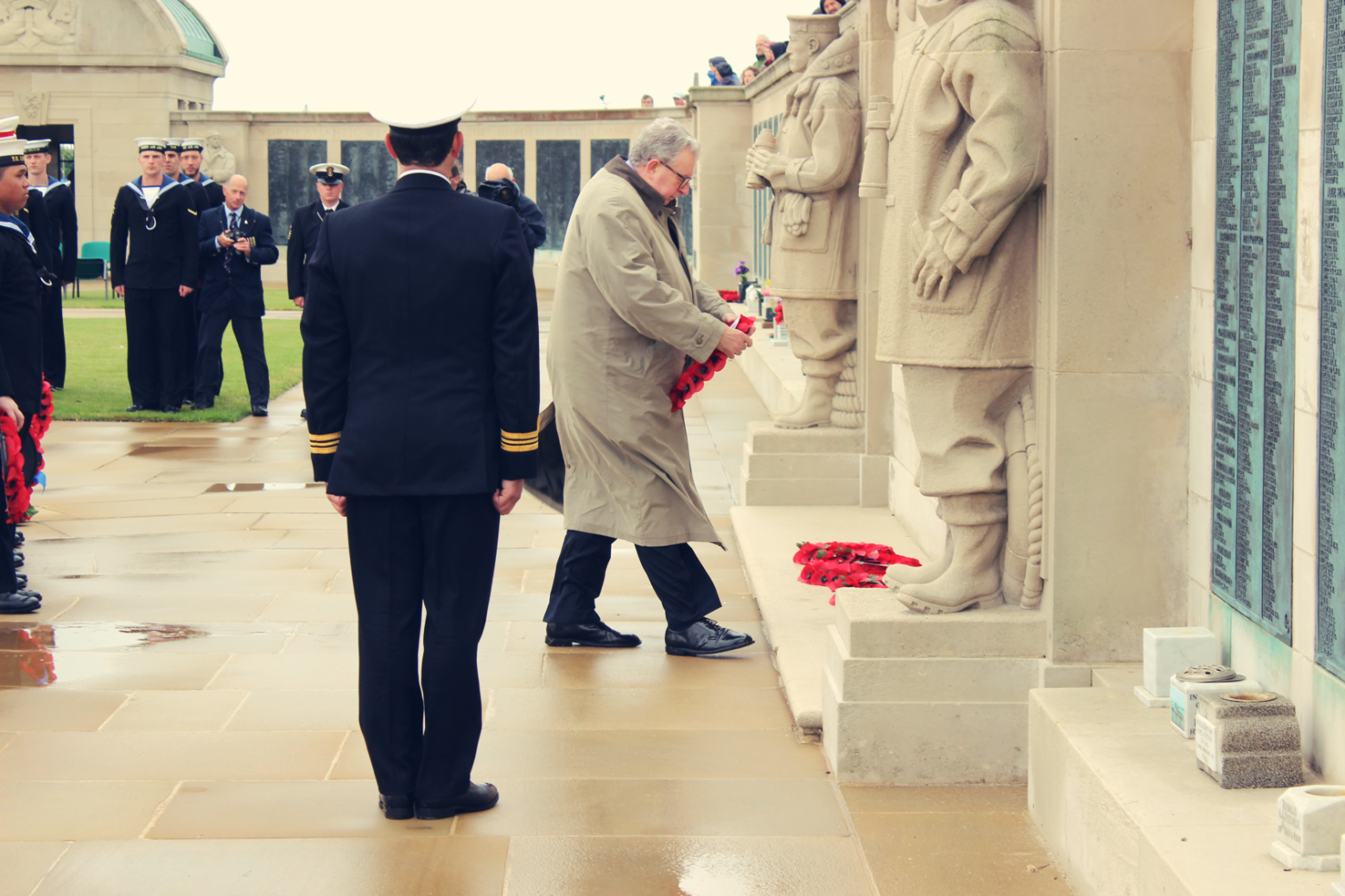 Wreaths being laid at the memorial